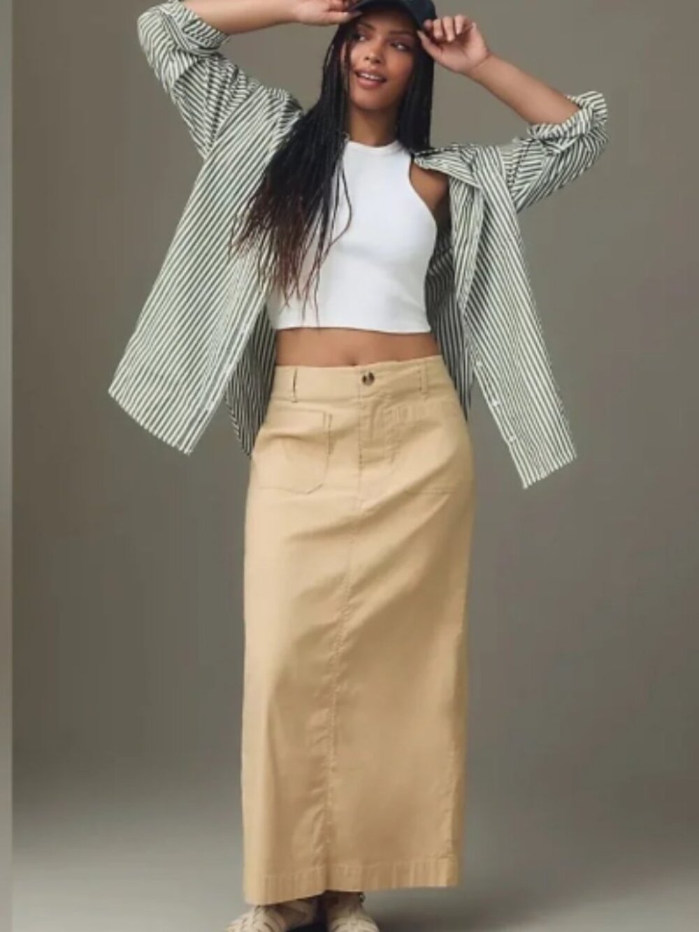Anthropologie Maeve Colette Linen Blend Maxi Skirt  Camel Size Small
